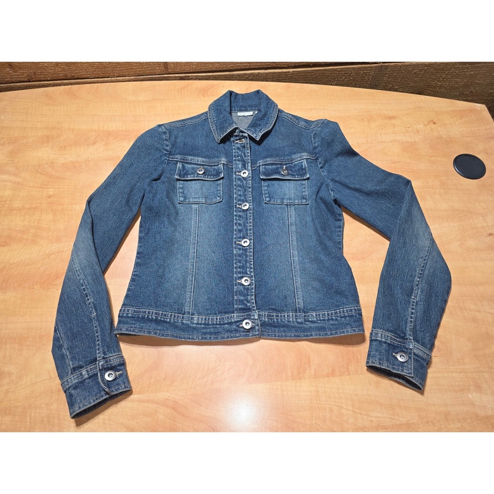 Rubbish Dark Wash Stretch Denim Trucker Jacket Blue Women's Small Cotton Blend